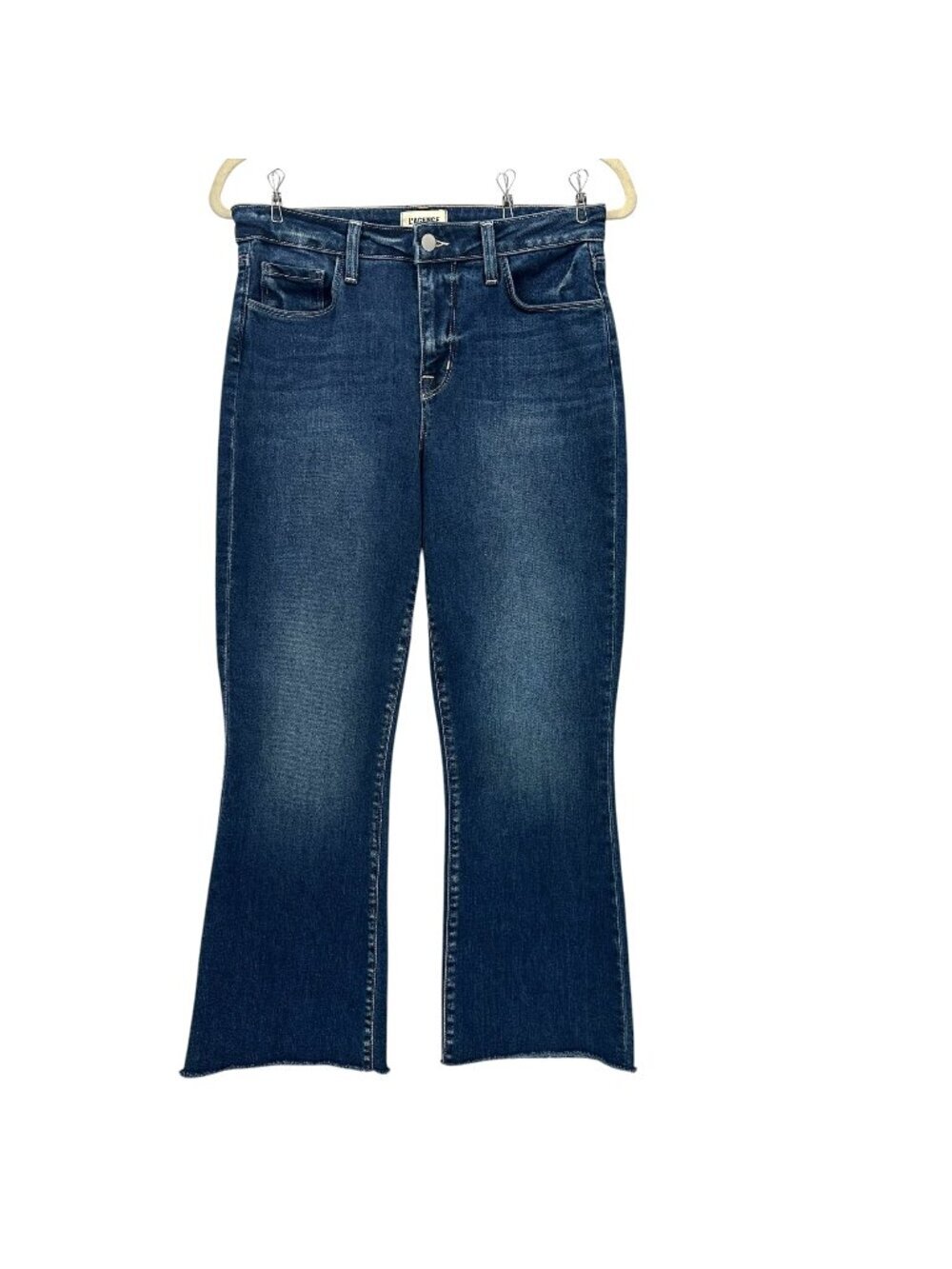L'AGENCE Womens 27 Jeans Kendra High Rise Cropped Flared Magnolia Wash Raw Hem